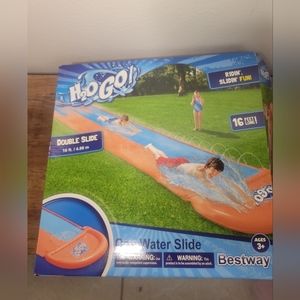 H20GO! 16ft Double Lane Slip N Slide Water Slide with Drench Pool by Bestway new